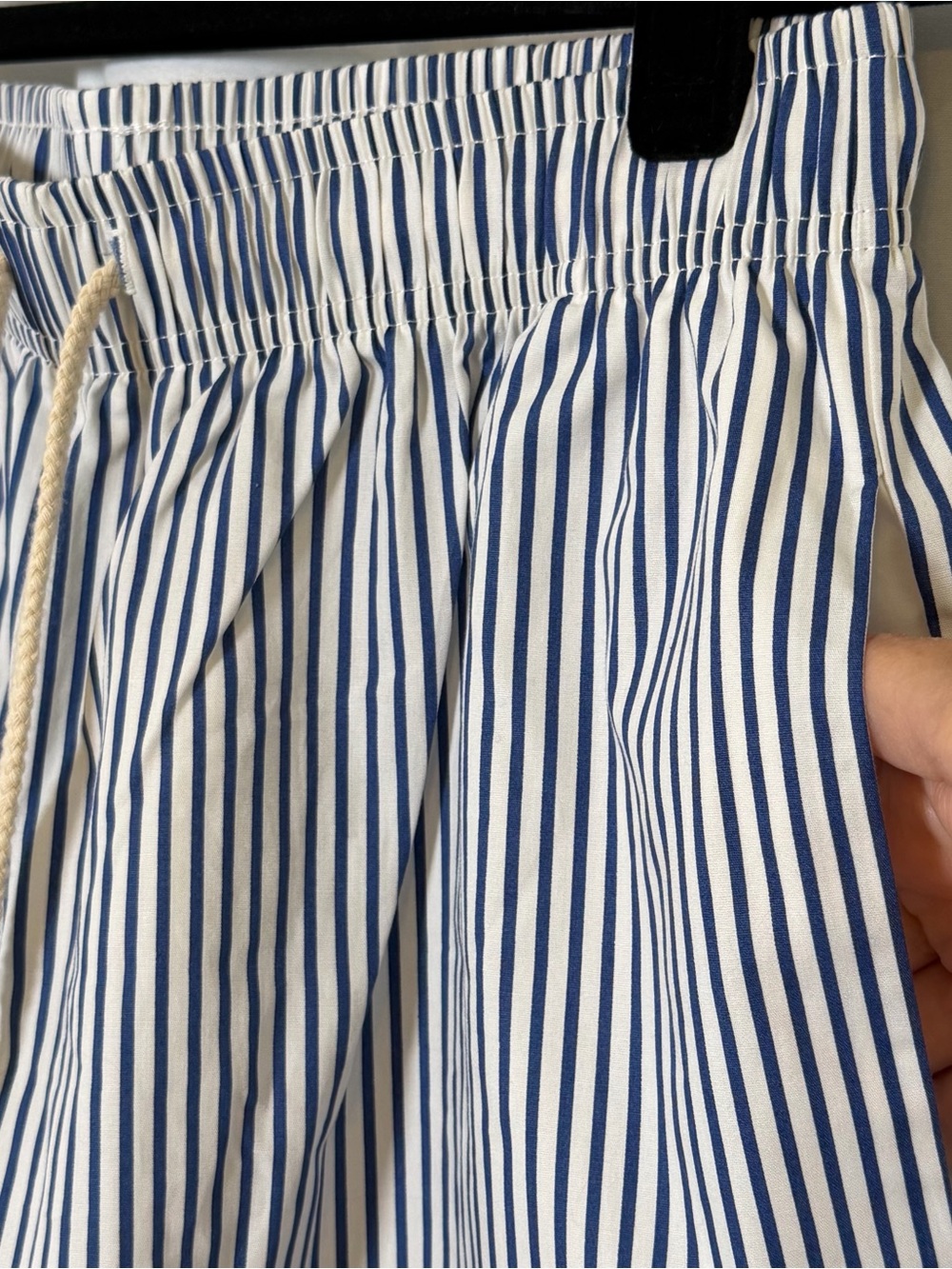 Donni Pop Pants Navy Stripe Cotton Wide Leg Pull On Pants NWT Small - Picture 7 of 12